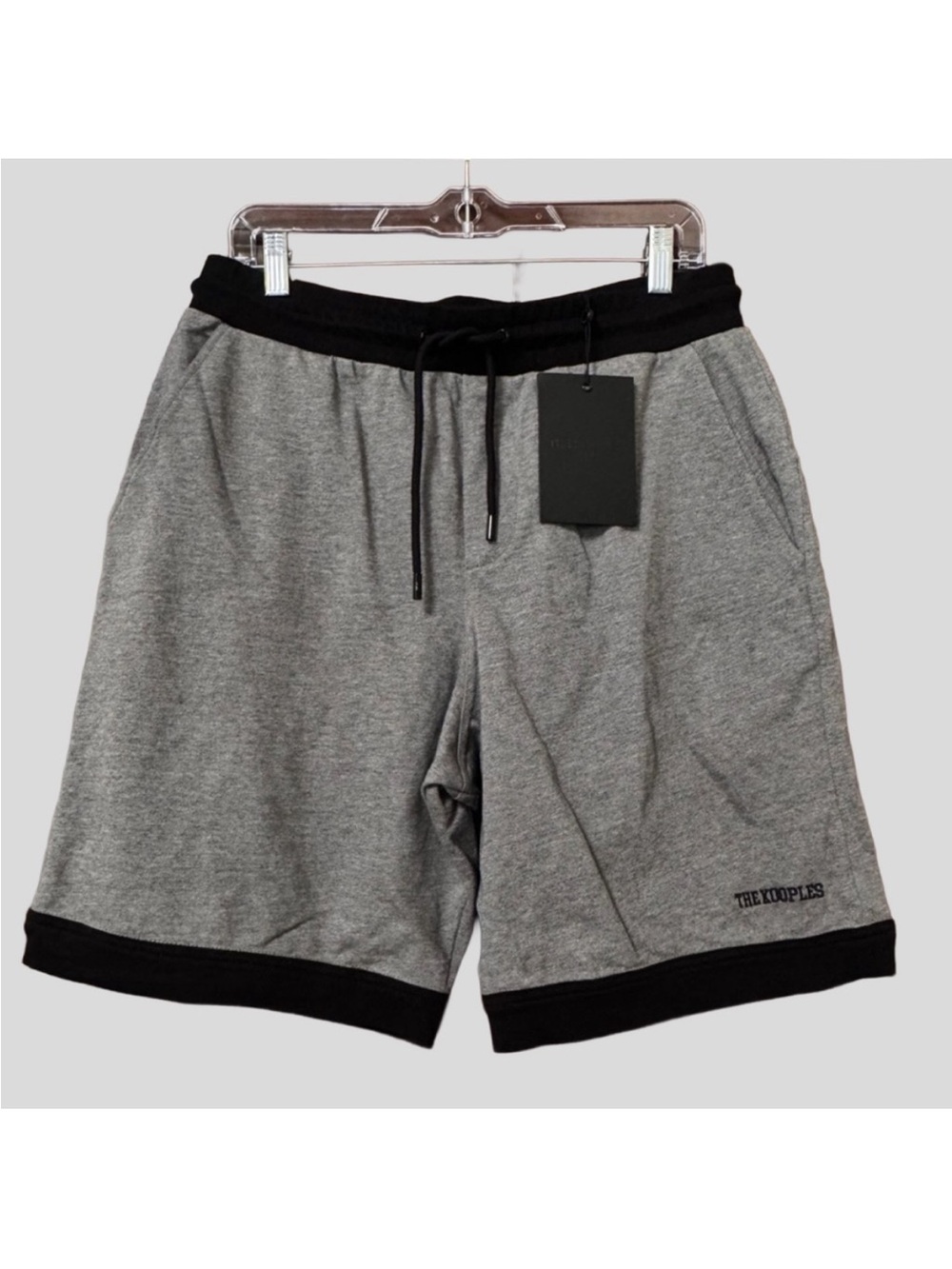 The Kooples Gray and Black Athletic Cotton & Print Sweat Shorts Size Large